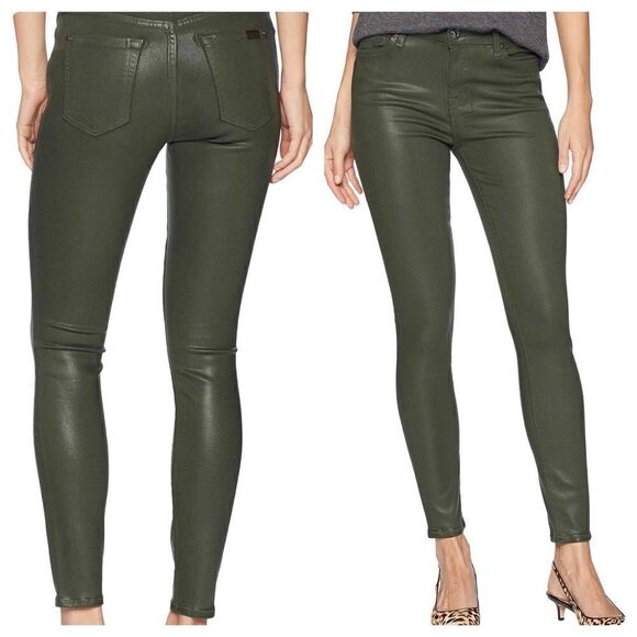 For All Mankind Skinny Emerald Metallic Jeans Ankle Size 26 - Picture 1 of 8